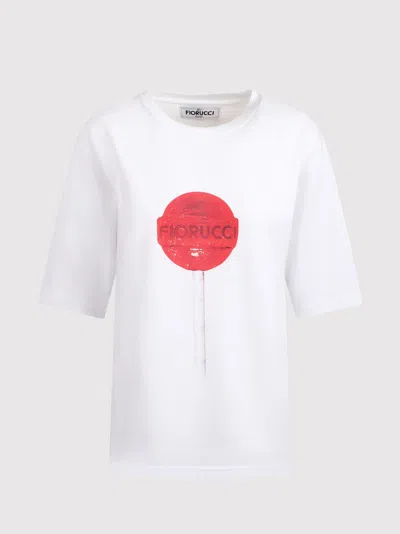 Fiorucci T-shirt With Lollipop Print In Bianco