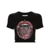 Fiorucci Mouth Print Cropped T-shirt In Black