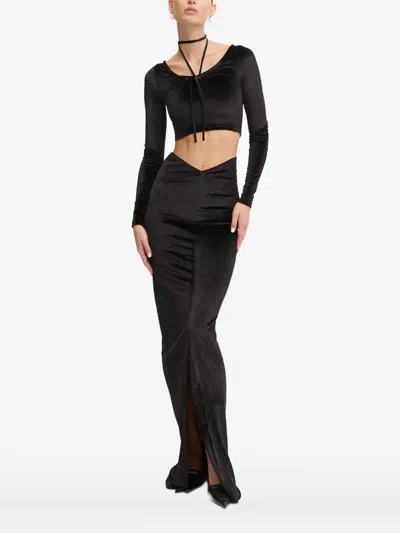Fiorucci Tie-neck Velvet Top In Black