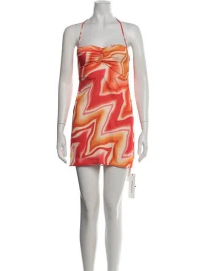 Pre-owned Fiorucci Tie-dye Print Mini Dress In Neutrals/orange