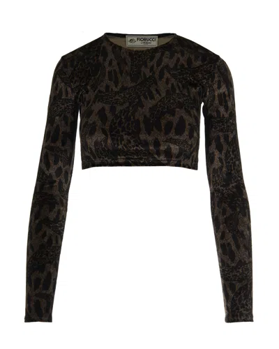 Fiorucci Leopard-print Long-sleeves Top In Black