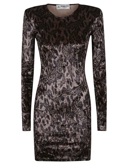 Fiorucci Velour Padded Mini Dress In Brown