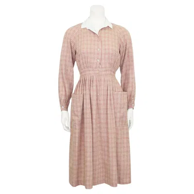 Pre-owned Fiorucci Vintage Pink Wool Shirtdress Circa 1972
