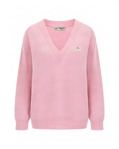 Fiorucci V-neck Oversized Wool-cashmere Sweater In Pink