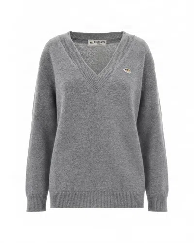 Fiorucci V-neck Wool-cashmere Sweater In Grey