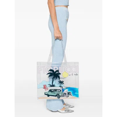 Fiorucci White  Blue Tote Bags