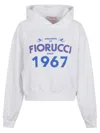 Fiorucci White Dreaming 1967 Print Boxy Fit Cropped Hoodie