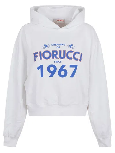 FIORUCCI WHITE DREAMING 1967 PRINT BOXY FIT CROPPED HOODIE