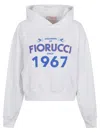 Fiorucci White Dreaming 1967 Print Boxy Fit Cropped Hoodie