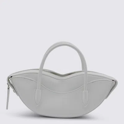 Fiorucci White Leather Top Handle Bag In Gray