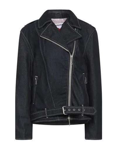 Fiorucci Woman Denim Outerwear Blue Size S Organic Cotton In Black