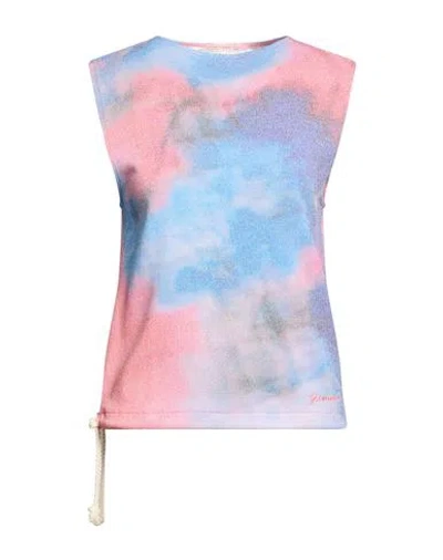 Fiorucci Woman T-shirt Azure Size M Recycled Viscose, Recycled Nylon In Blue