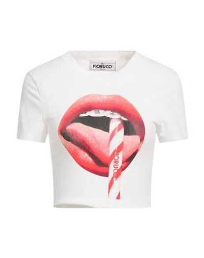 Fiorucci Woman T-shirt White Size Xl Cotton, Elastane