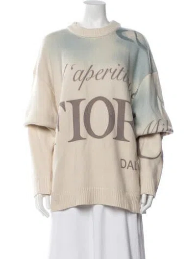 Pre-owned Fiorucci Wool Graphic Print Sweater In Neutrals