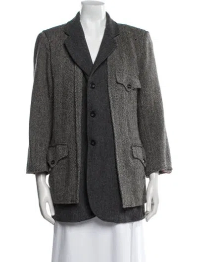Pre-owned Fiorucci Wool Tweed Pattern Blazer In Gray