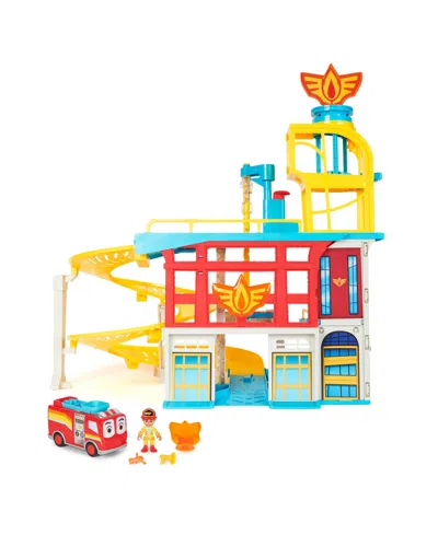 Firebuds Kids' Hq Playset With Lights, Sounds, Fire Truck Toy, Action Figure And Vehicle Launcher In Multi-color
