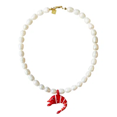 Firera Atelier Women's Red / White Shrimp Pearl Necklace