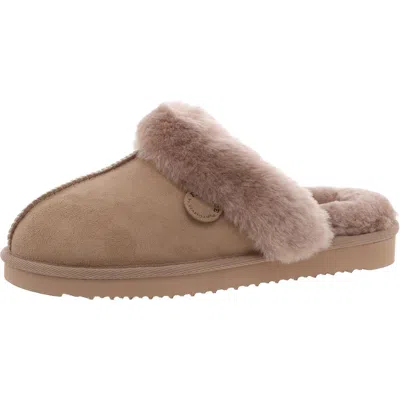 Fireside By Dearfoams Driftwood Womens Faux Fur Lined Man Made Scuff Slippers