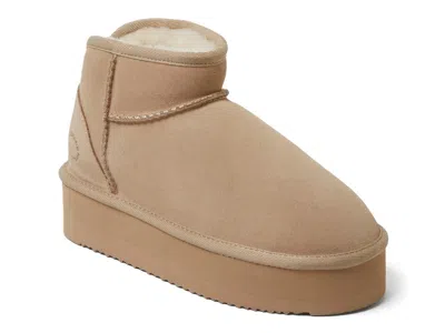 Fireside By Dearfoams Kingston Platform Bootie Slipper In Neutral