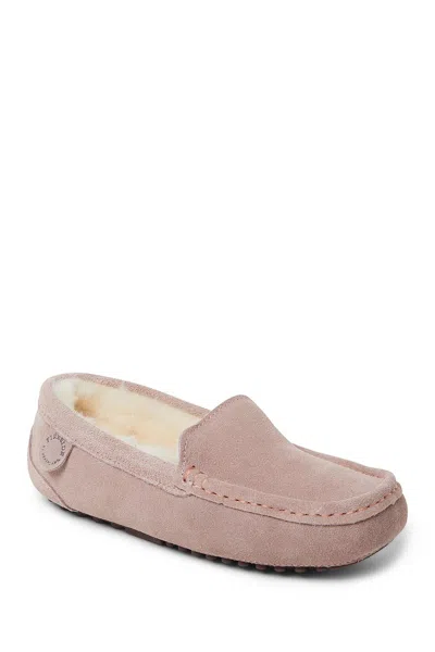 Fireside By Dearfoams Mel Genuine Shearling Lined Moccasin Slipper In Dusty Pink