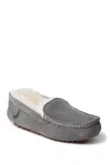 Fireside By Dearfoams Mel Genuine Shearling Lined Moccasin Slipper In Grey
