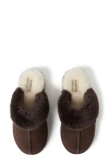 Fireside By Dearfoams Sydney Water Resistant Genuine Shearling Scuff Slipper In Coffee