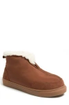 Fireside By Dearfoams Warm Up Water Resistant Genuine Shearling Lined Slipper In Brown
