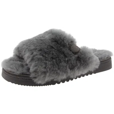 Fireside By Dearfoams Womens Faux Fur Lined Faux Fur Slide Slippers In Grey