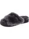 Fireside By Dearfoams Womens Faux Fur Slip-on Slide Sandals In Grey