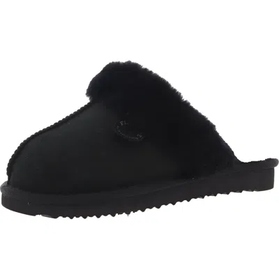 Fireside By Dearfoams Womens Faux Fur Suede Slide Slippers In Black