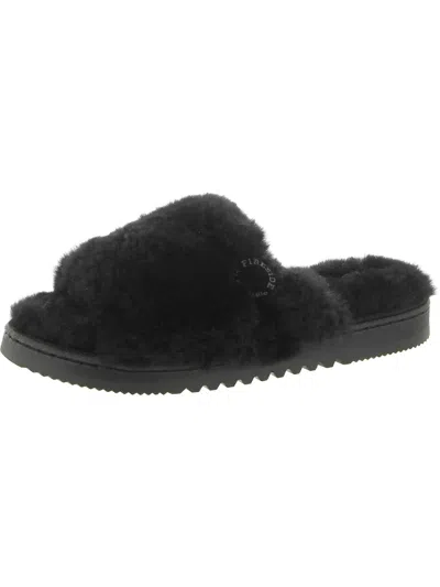 Fireside By Dearfoams Womens Shearling Comfy Slide Slippers In Black