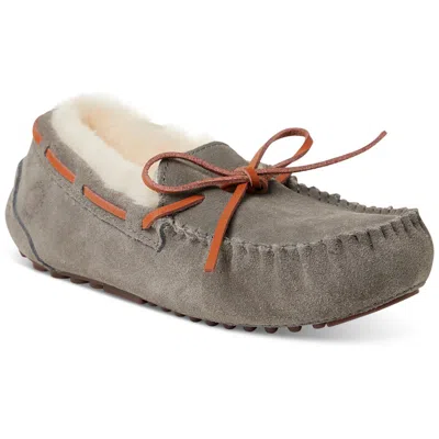 Fireside By Dearfoams Womens Suede Slip-on Moccasins In Gray