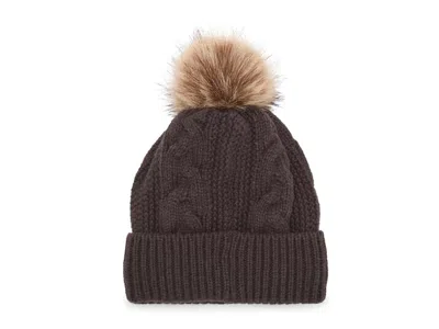 Fireside Cable Knit Pom Beanie In Brown
