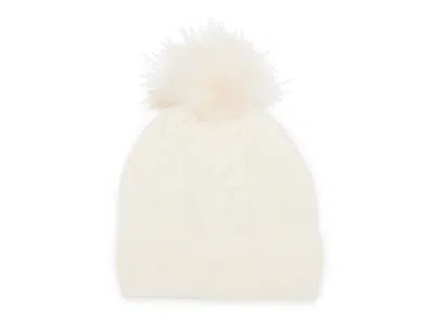 Fireside Cable Knit Pom Beanie In Off White