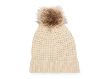 Fireside Chenille Pom Beanie In Beige