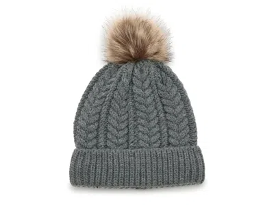 Fireside Chunky Knit Pom Beanie In Gray
