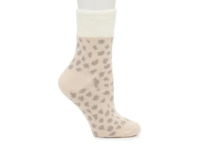 Fireside Cozy Lodge Cheetah Cream Crew Socks