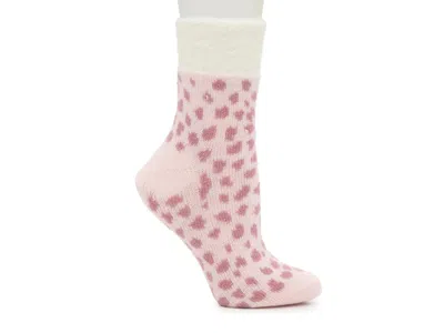 Fireside Cozy Lodge Cheetah Crew Socks In Pink