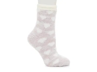 Fireside Cozy Lodge Mink Heart Crew Socks In Pink