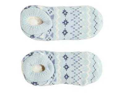 Fireside Geo Fairisle Slipper Socks In Light Blue