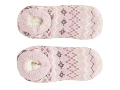 Fireside Geo Fairisle Slipper Socks In Light Pink