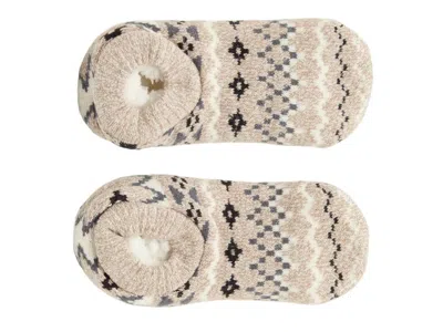 Fireside Geo Fairisle Slipper Socks In Tan