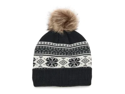 Fireside Nordic Pom Beanie In Black