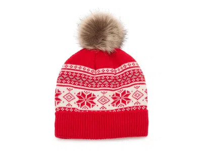 Fireside Nordic Pom Beanie In Red
