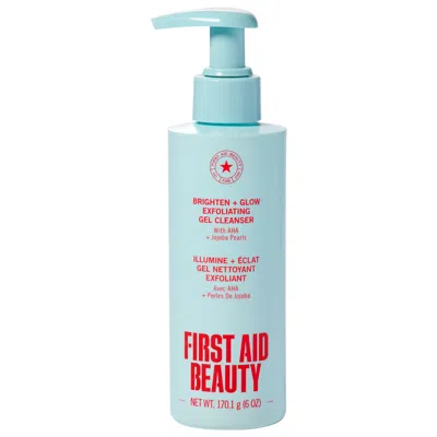 First Aid Beauty Brighten + Glow Gentle Exfoliating Gel Cleanser With Jojoba Pearls 6 Oz/170.1 G In Blue