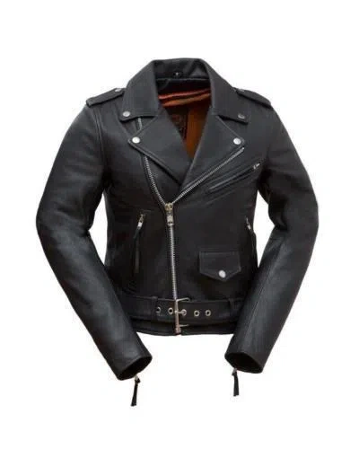 Pre-owned First Classic Rockstar - Women's Motorcycle Leather Jacket In Black