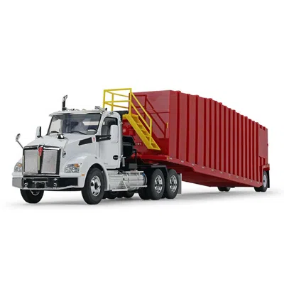 First Gear 1-34 Scale Winch Truck With Viper Pinnacle Frac Tank Trailer For Kenworth T880 White & Red