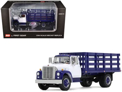 First Gear 1970s International Loadstar Stake Truck White And Navy Blue 1/64 Diecast Model By Dcp/ In Multi