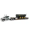 First Gear Dcp 1/64 Metallic Green Husky Peterbilt W/ Fontaine Renegade Lowboy & Husky Manure Spreader 60-1589