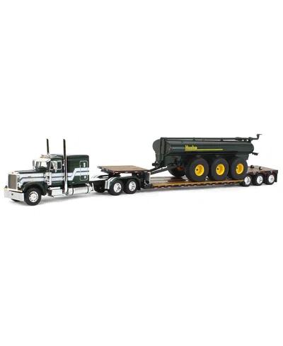 First Gear Dcp 1/64 Metallic Green Husky Peterbilt W/ Fontaine Renegade Lowboy & Husky Manure Spreader 60-1589 In Multi